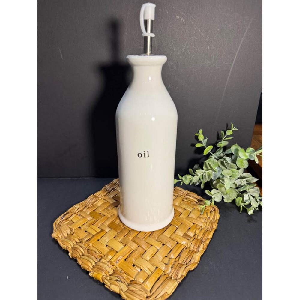 Expressions Signature White Ceramic Oil Bottle with Pour Spout